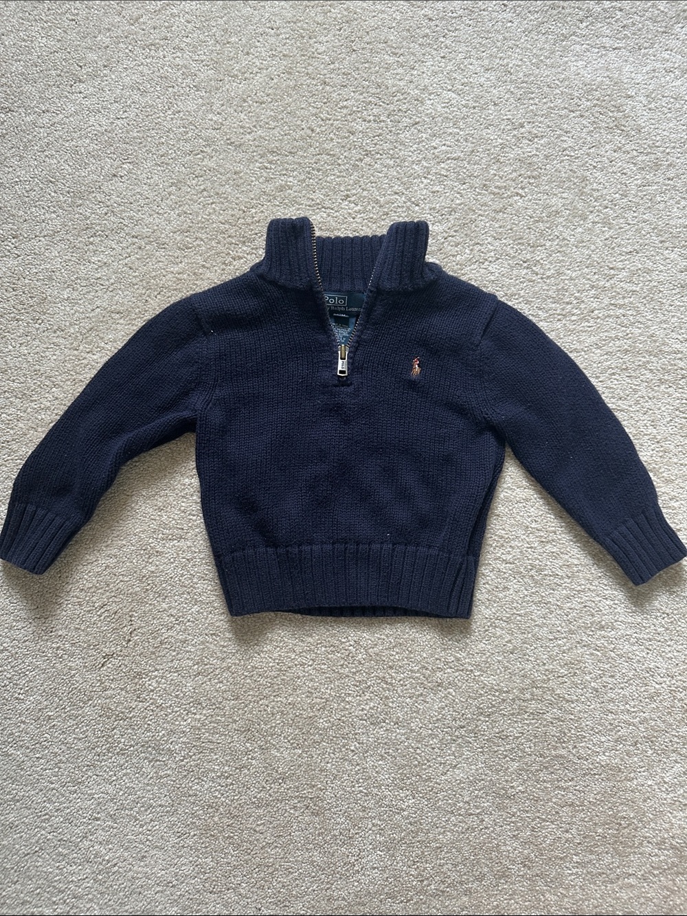Ralph Lauren 100% cotton Navy Half-Zip Knit Pullover sweater
